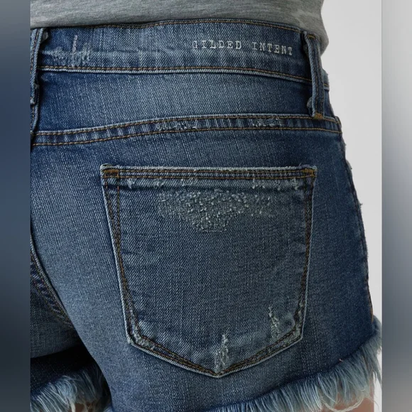 Gilded Intent Frayed Stretch Denim Shorts - Picture 8 of 11